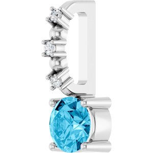 14K White Gold Imitation Aquamarine & .01 CTW Natural Diamond Charm/Pendant – image 2