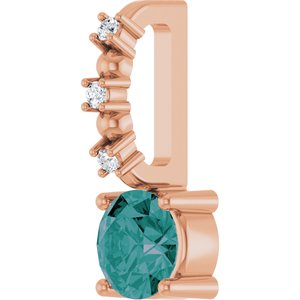 14K Rose Gold Imitation Alexandrite & .01 CTW Natural Diamond Charm/Pendant – image 2