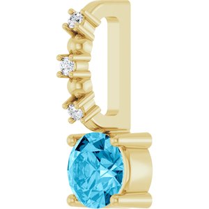 14K Yellow Gold Imitation Aquamarine & .01 CTW Natural Diamond Charm/Pendant