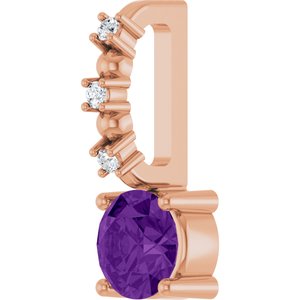 14K Rose Imitation Amethyst & .01 CTW Natural Diamond Charm/Pendant