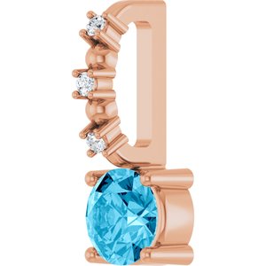 14K Rose Gold Imitation Aquamarine & .01 CTW Natural Diamond Charm/Pendant – image 2
