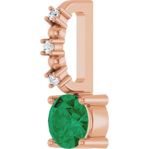14K Rose Gold Lab-Grown Emerald & .01 CTW Natural Diamond Pendant – image 2