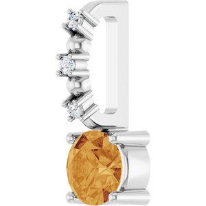 14K White Gold Imitation Citrine & .01 CTW Natural Diamond Charm/Pendant – image 2