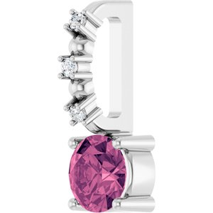 14K White Gold Imitation Pink Tourmaline & .01 CTW Natural Diamond Charm/Pendant – image 2