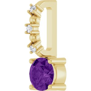 14K Yellow Gold Imitation Amethyst & .01 CTW Natural Diamond Charm/Pendant – image 2