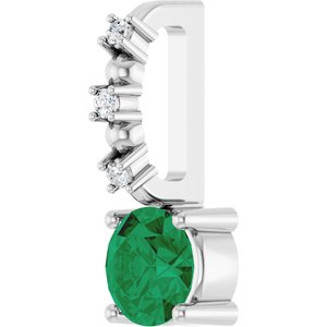 14K White Gold Imitation Emerald & .01 CTW Natural Diamond Charm/Pendant – image 2