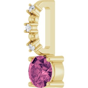 14K Yellow Gold Imitation Pink Tourmaline & .01 CTW Natural Diamond Charm/Pendant
