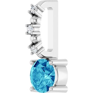 Sterling Silver Imitation Blue Zircon & .01 CTW Natural Diamond Charm/Pendant – image 2