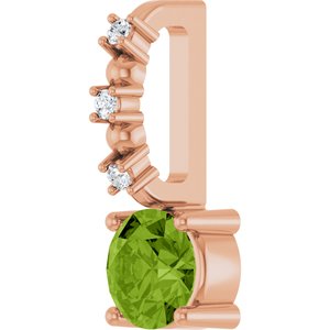 14K Rose Gold Imitation Peridot & .01 CTW Natural Diamond Charm/Pendant
