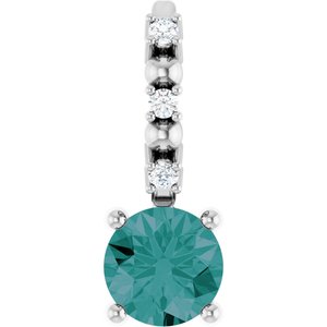 Platinum Imitation Alexandrite & .01 CTW Natural Diamond Charm/Pendant