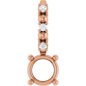 14K Rose Gold 4 mm Round .01 CTW Natural Diamond Semi-Set Charm/Pendant – image 2