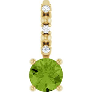 14K Yellow Gold Imitation Peridot & .01 CTW Natural Diamond Charm/Pendant