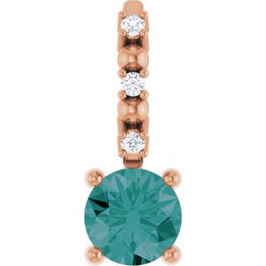14K Rose Gold Imitation Alexandrite & .01 CTW Natural Diamond Charm/Pendant