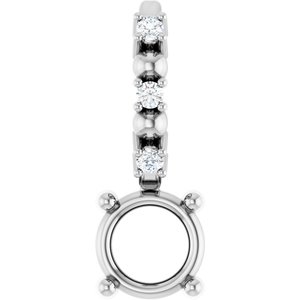 Sterling Silver 4 mm Round .01 CTW Natural Diamond Semi-Set Charm/Pendant – image 2