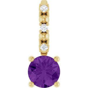 14K Yellow Gold Imitation Amethyst & .01 CTW Natural Diamond Charm/Pendant