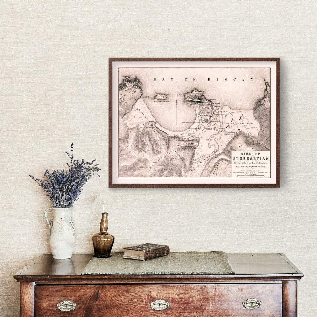 Vintage Map of the Siege of St. Sebastian, 1813