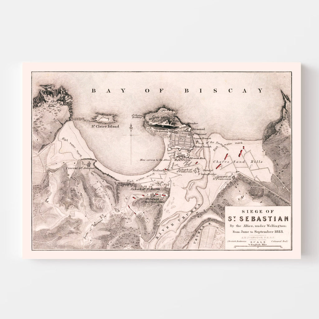 Vintage Map of the Siege of St. Sebastian, 1813