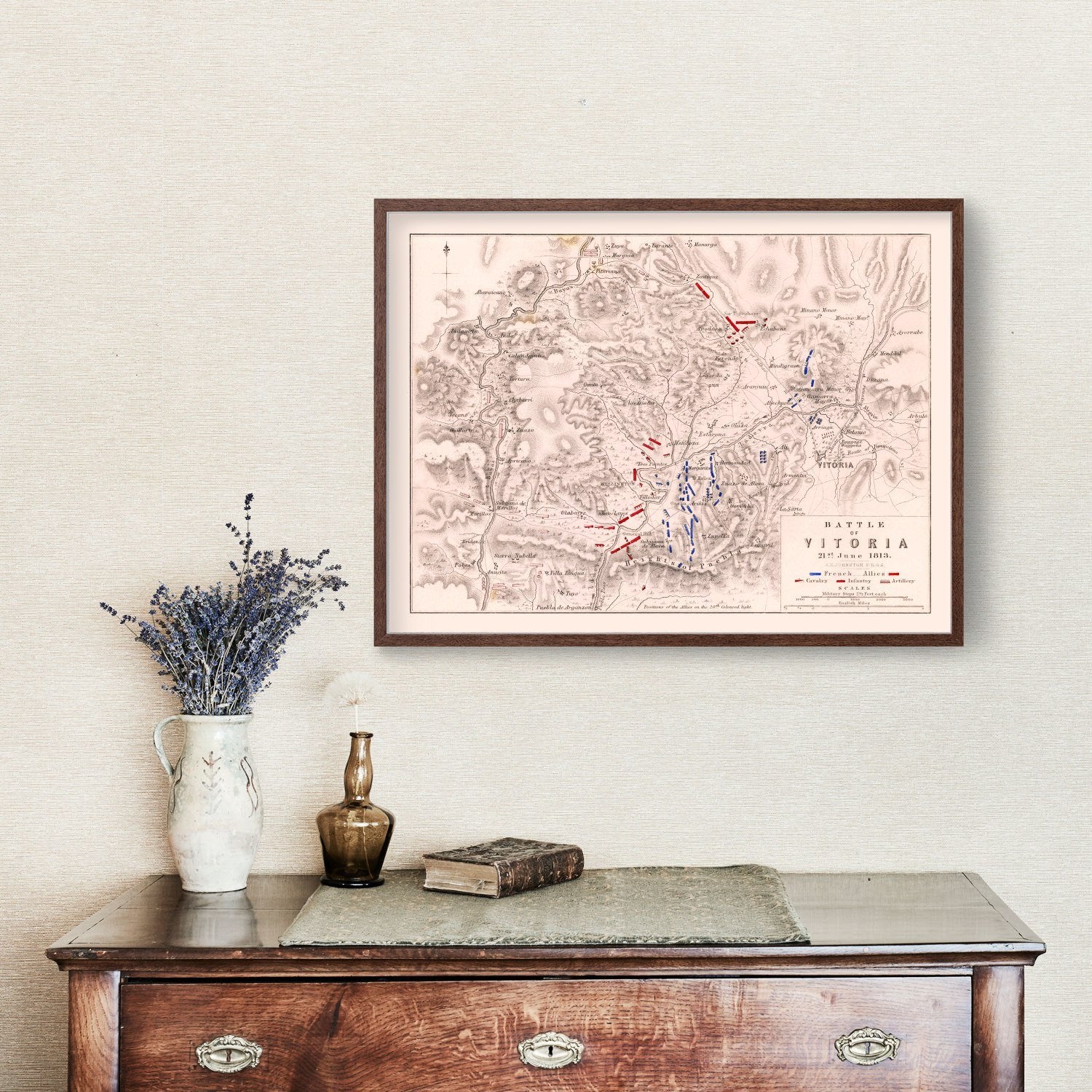 Vintage Map of the Battle of Vitoria, 1813