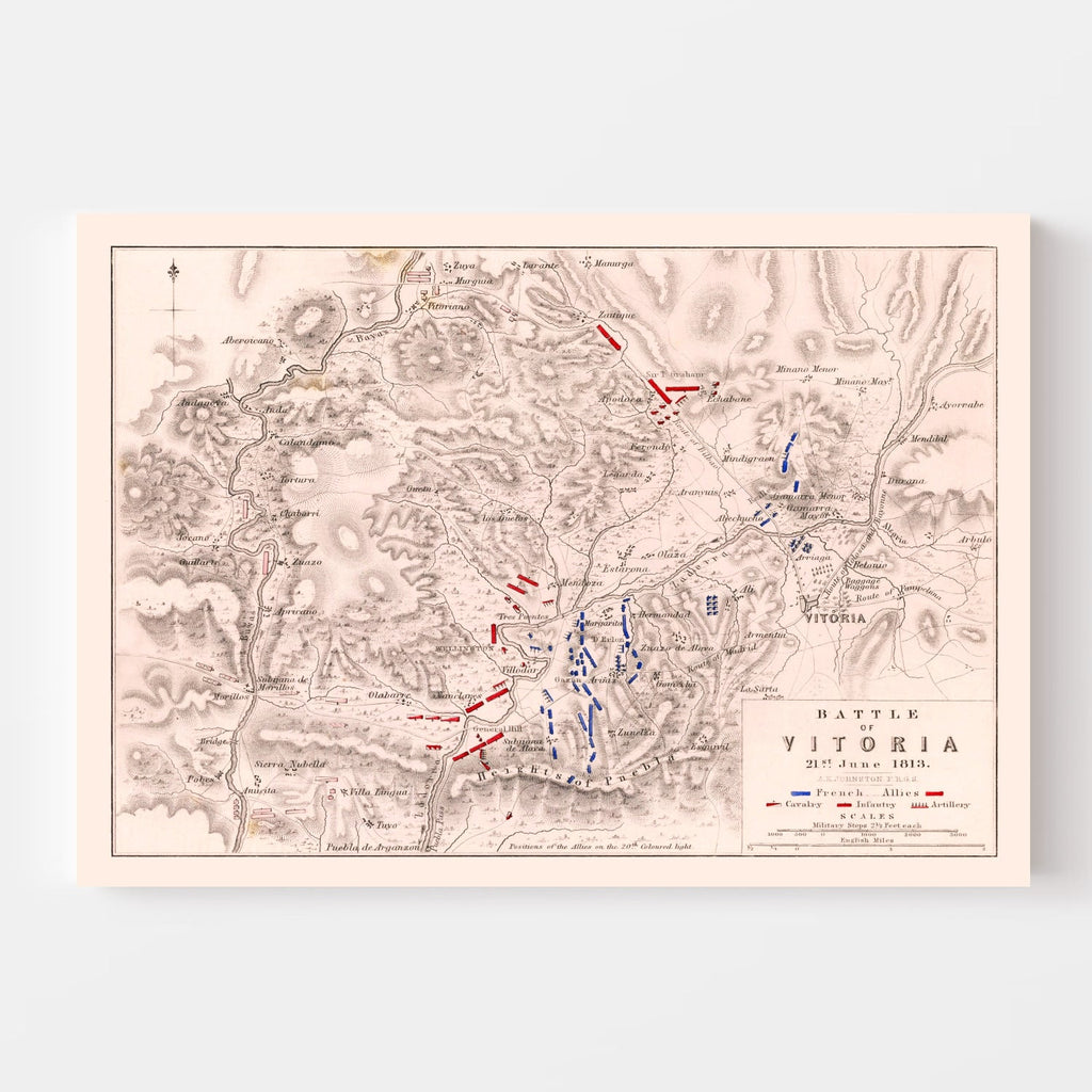 Vintage Map of the Battle of Vitoria, 1813