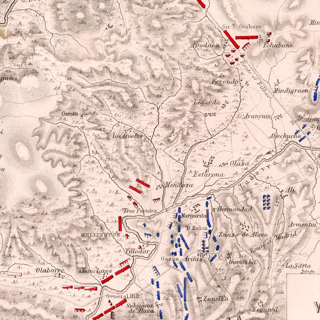 Vintage Map of the Battle of Vitoria, 1813