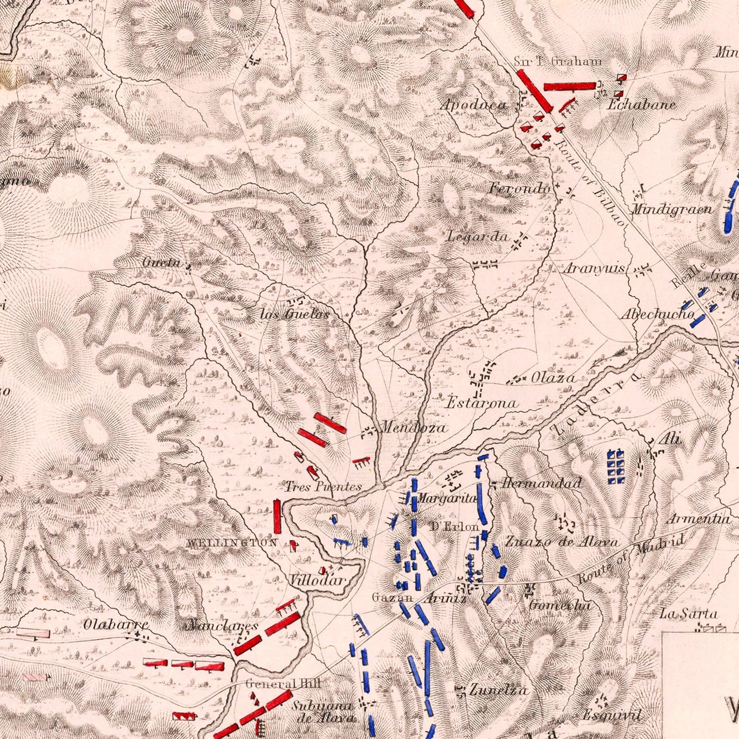 Vintage Map of the Battle of Vitoria, 1813