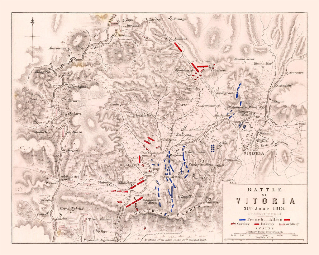 Vintage Map of the Battle of Vitoria, 1813