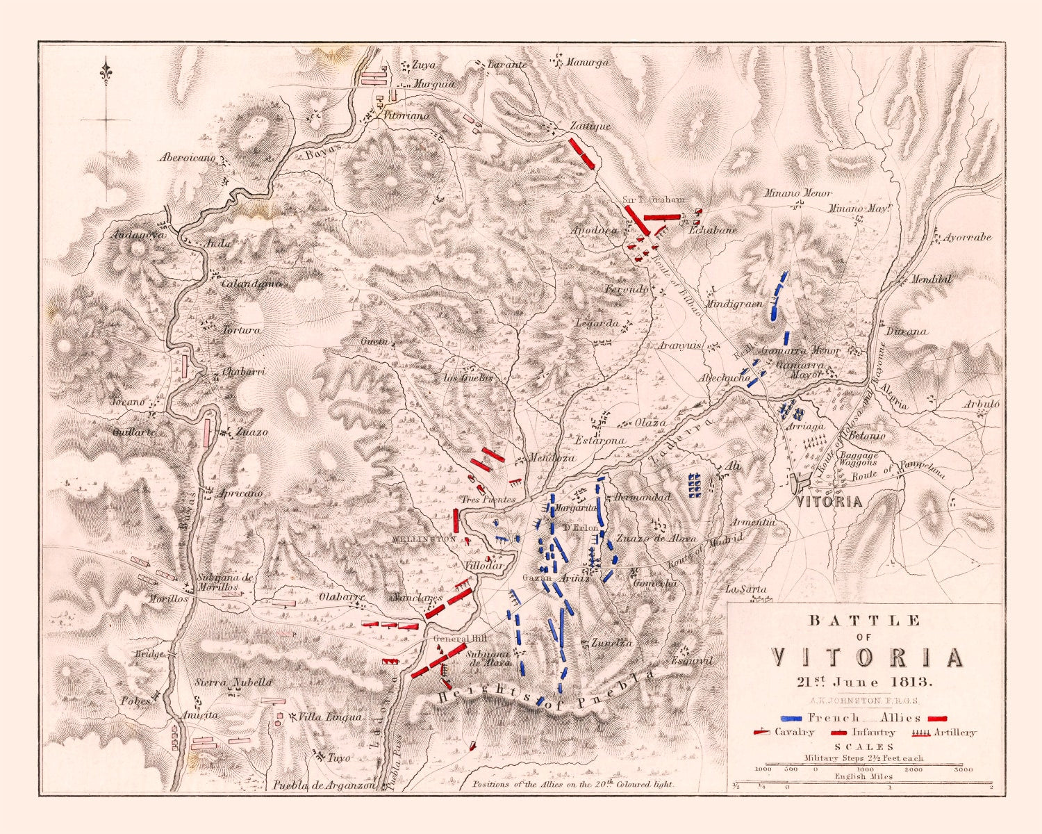 Vintage Map of the Battle of Vitoria, 1813