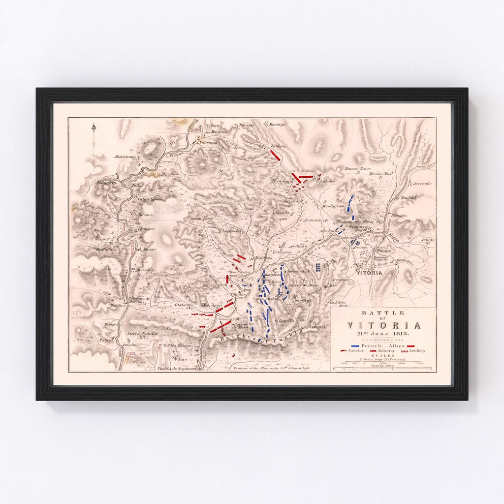 Vintage Map of the Battle of Vitoria, 1813
