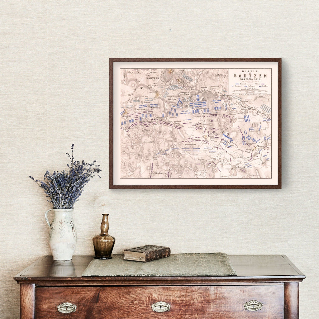 Vintage Map of the Battle of Bautzen, 1813