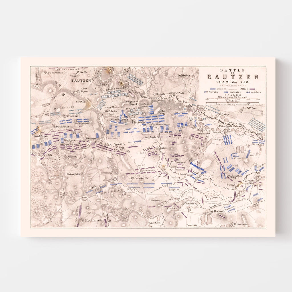 Vintage Map of the Battle of Bautzen, 1813