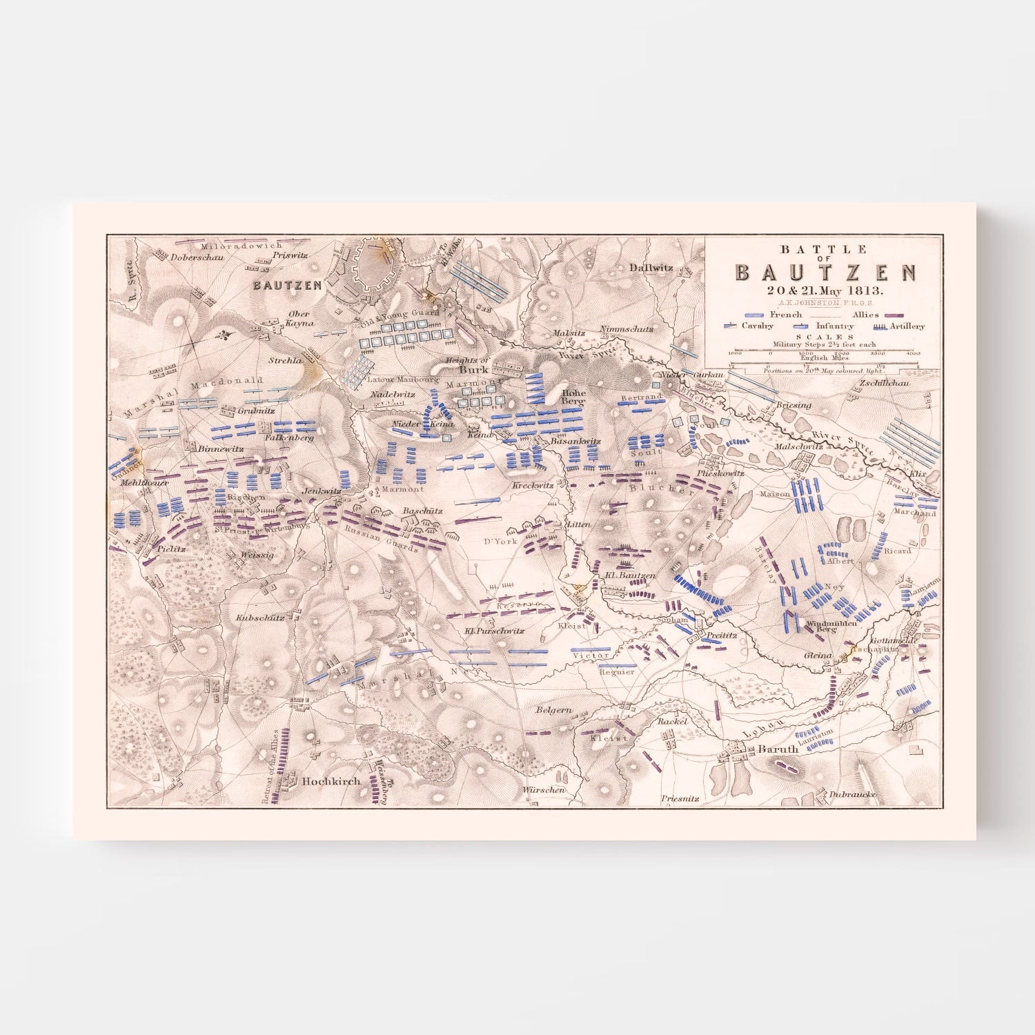 Vintage Map of the Battle of Bautzen, 1813