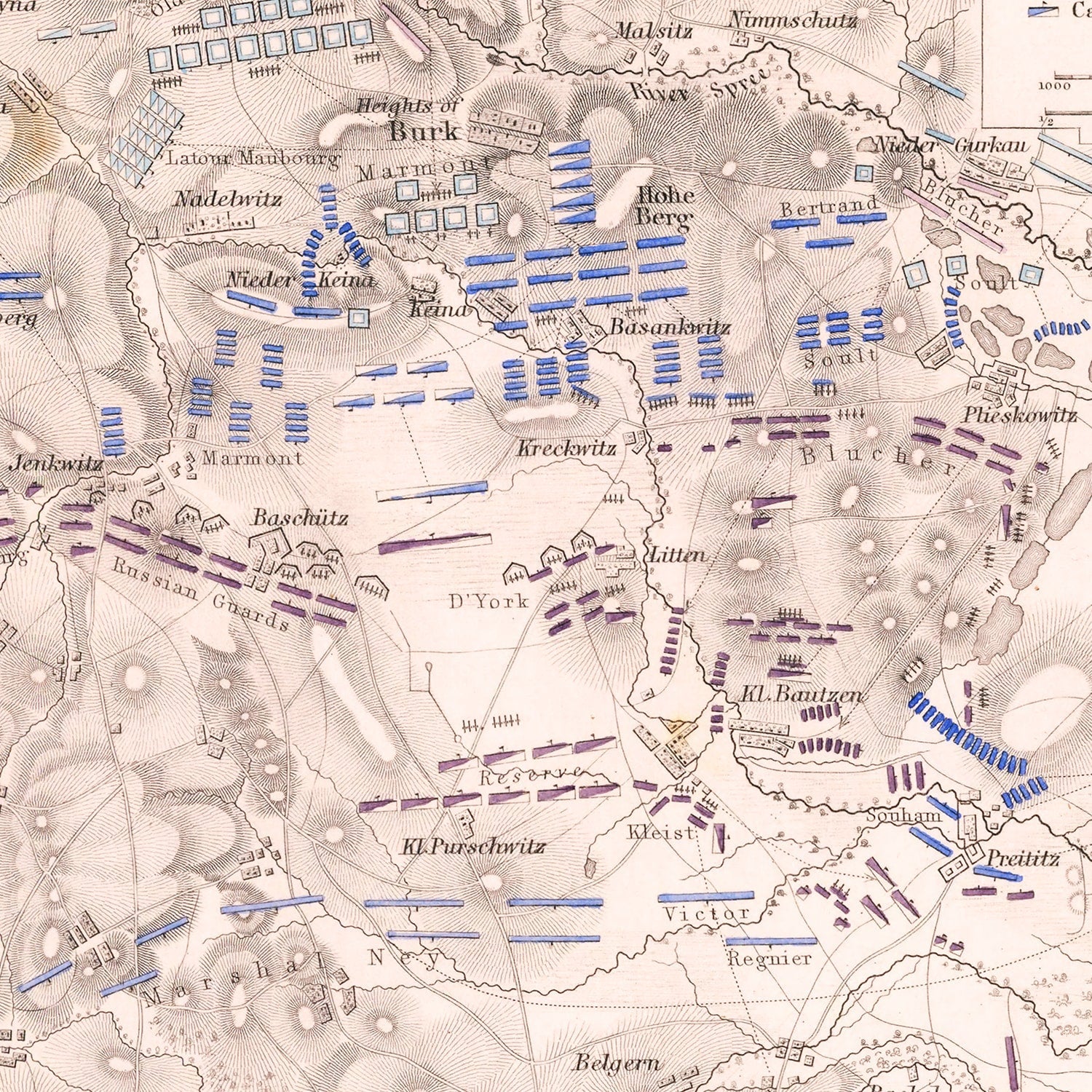 Vintage Map of the Battle of Bautzen, 1813