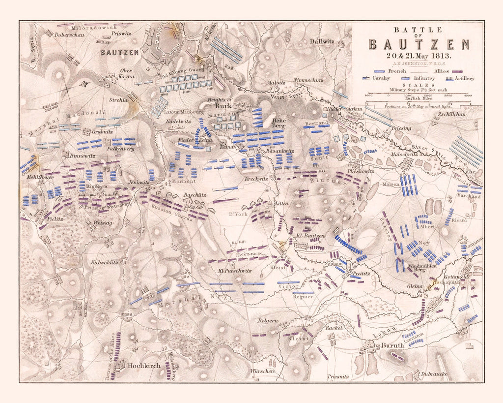 Vintage Map of the Battle of Bautzen, 1813