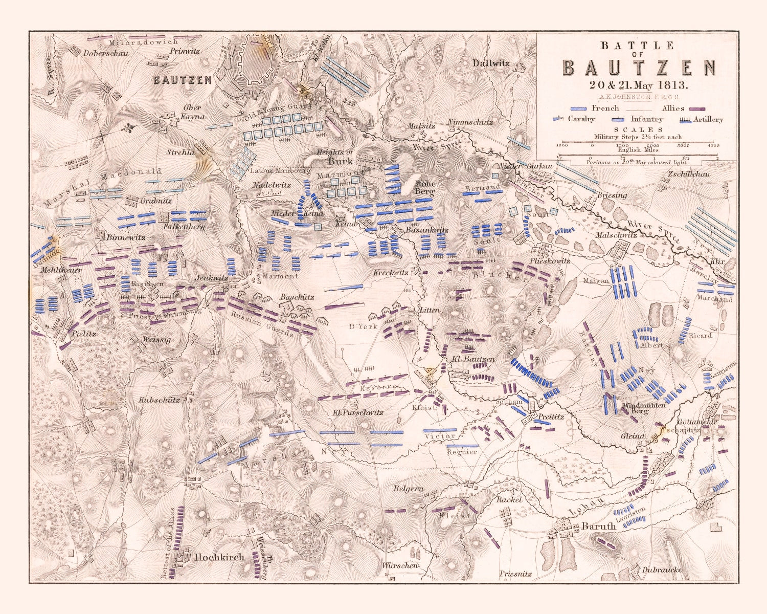Vintage Map of the Battle of Bautzen, 1813
