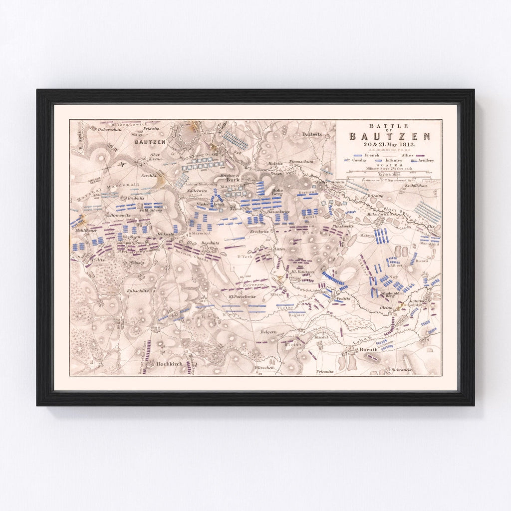 Vintage Map of the Battle of Bautzen, 1813
