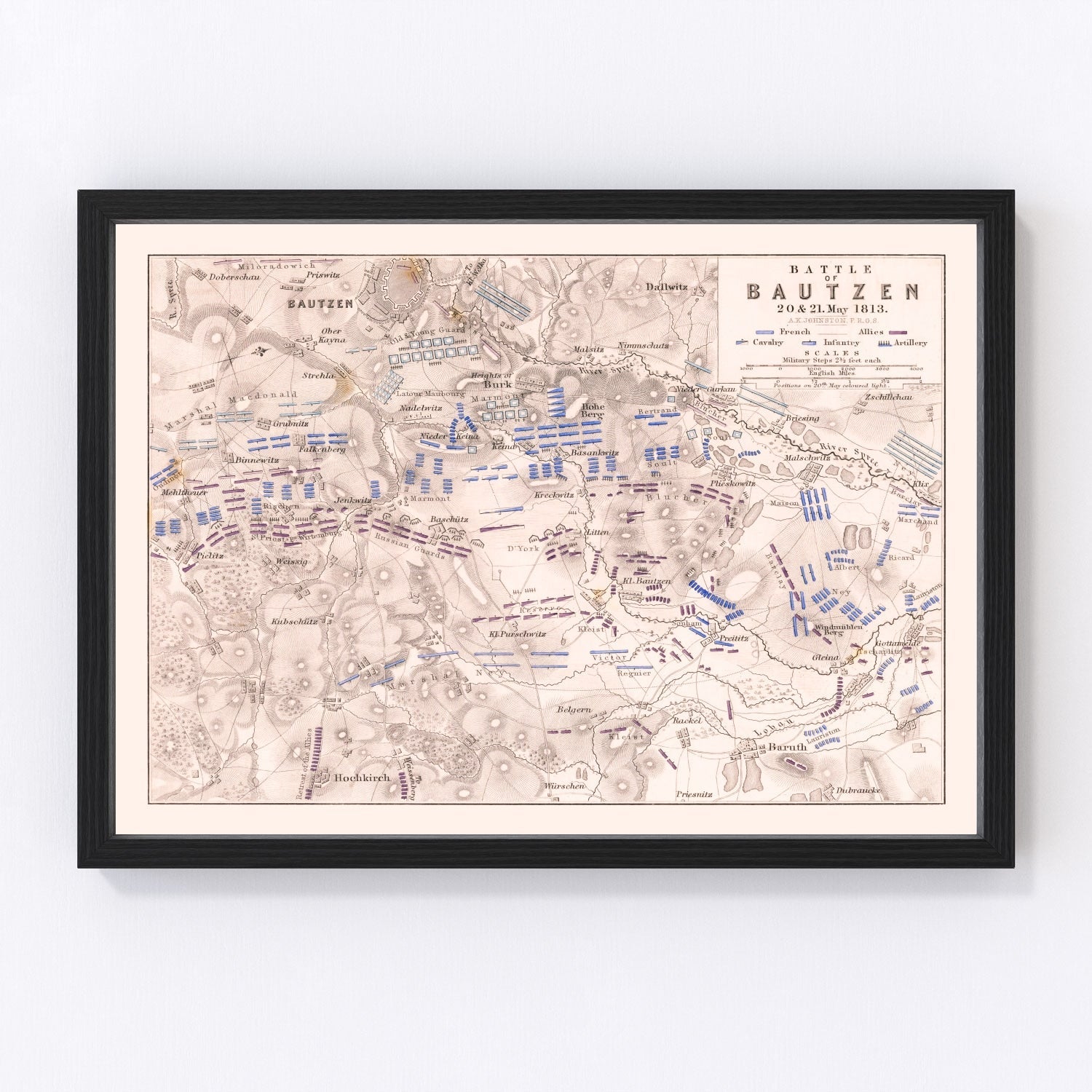 Vintage Map of the Battle of Bautzen, 1813