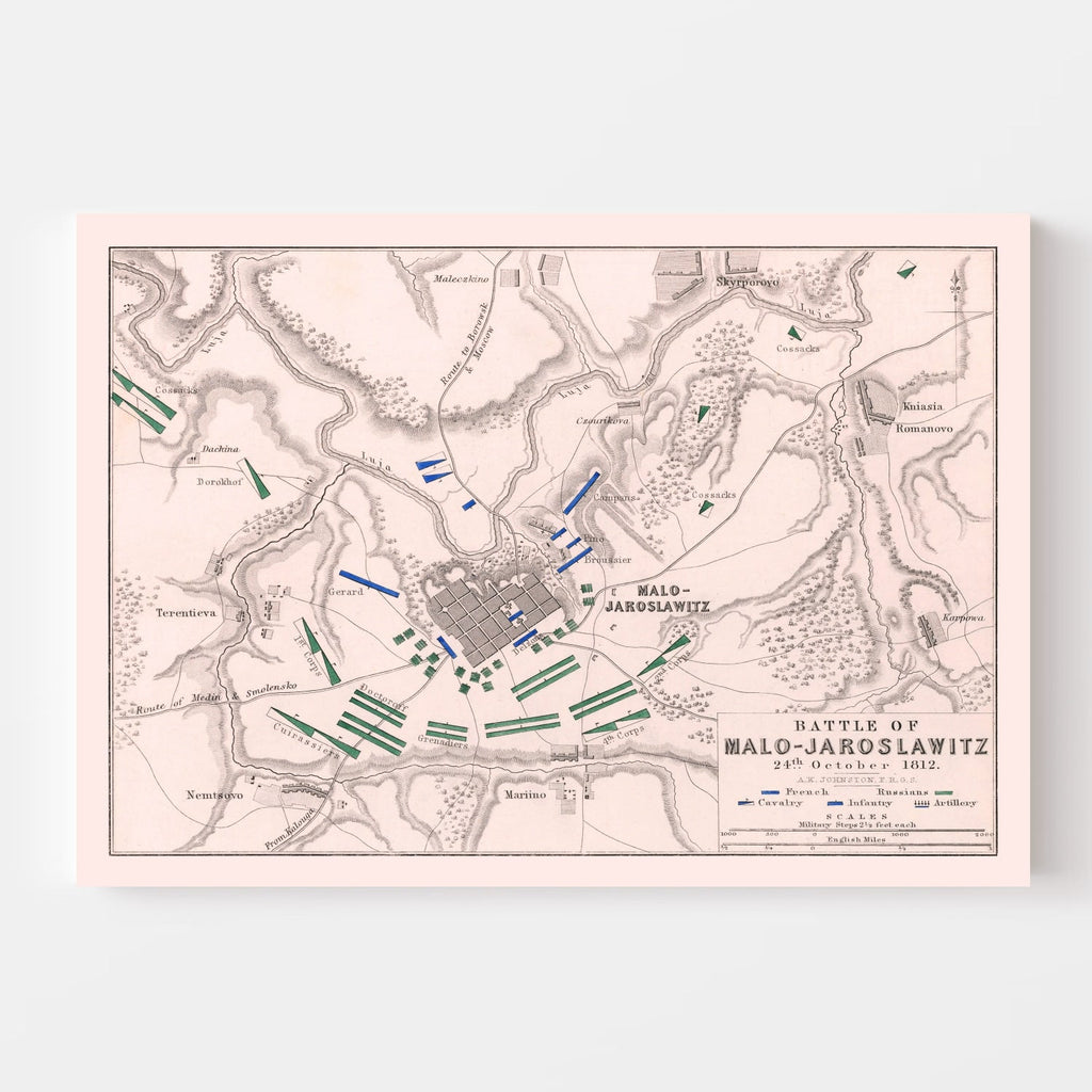 Vintage Map of the Battle of Malo-Jaroslawitz, 1812