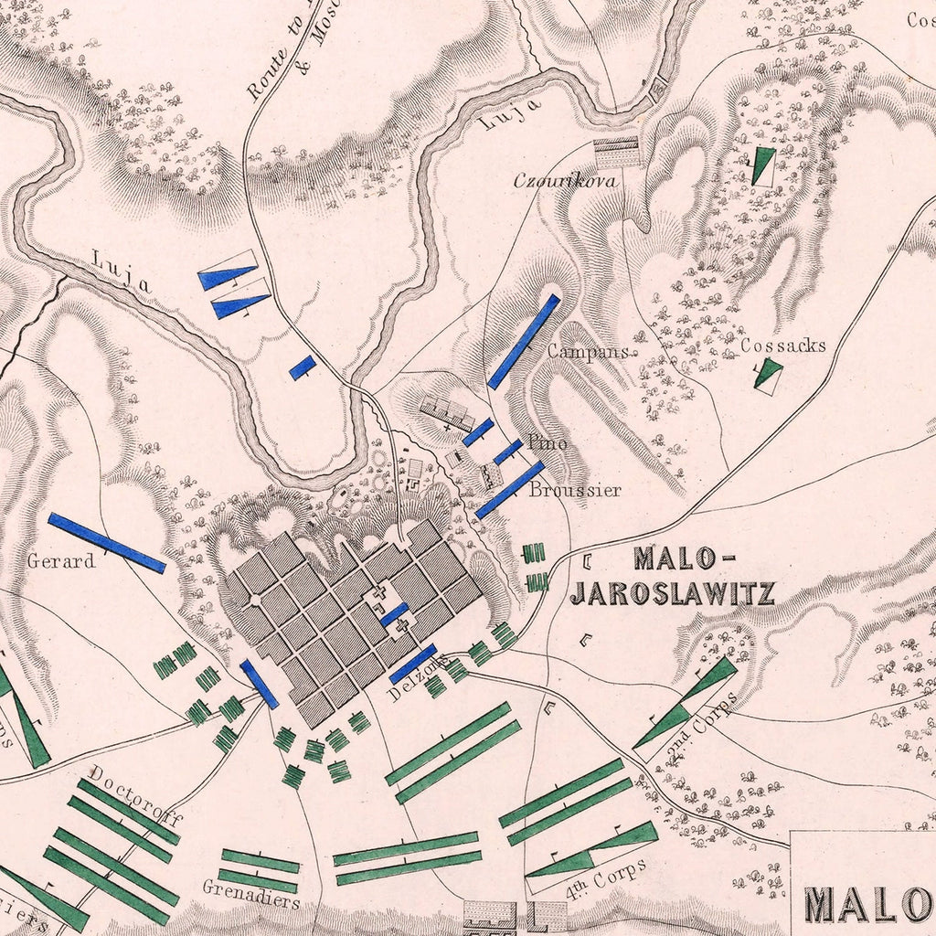 Vintage Map of the Battle of Malo-Jaroslawitz, 1812