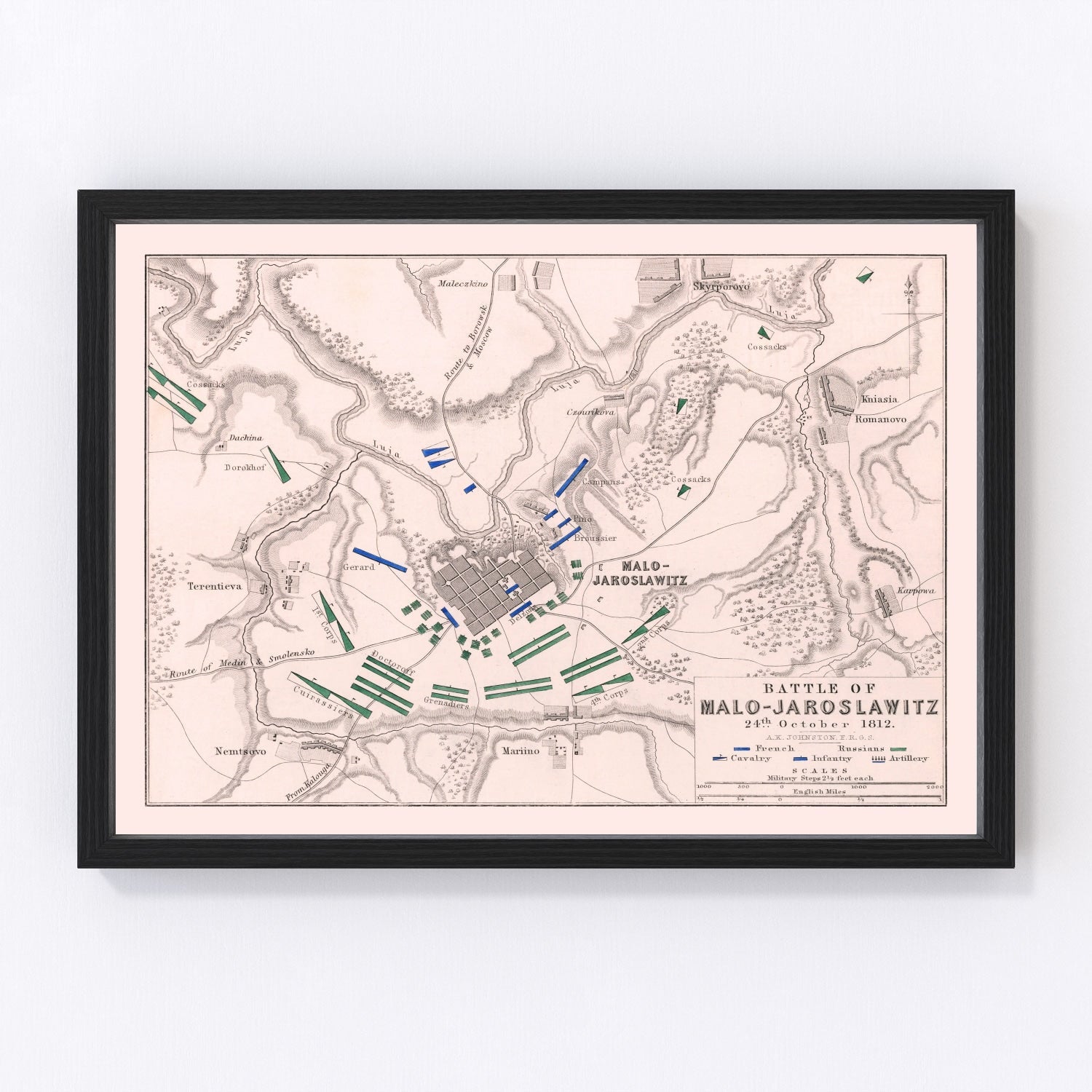 Vintage Map of the Battle of Malo-Jaroslawitz, 1812
