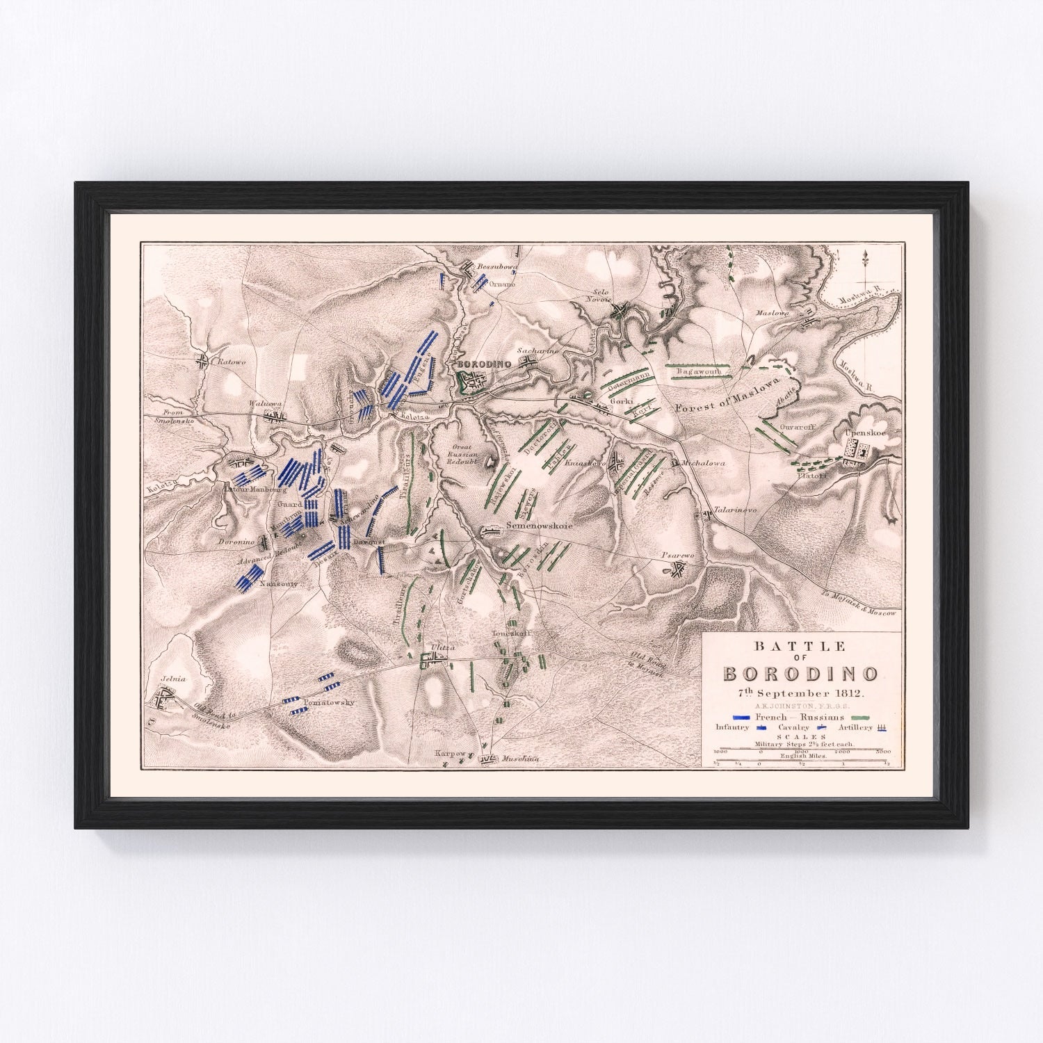 Vintage Map of the Battle of Borodino, 1812