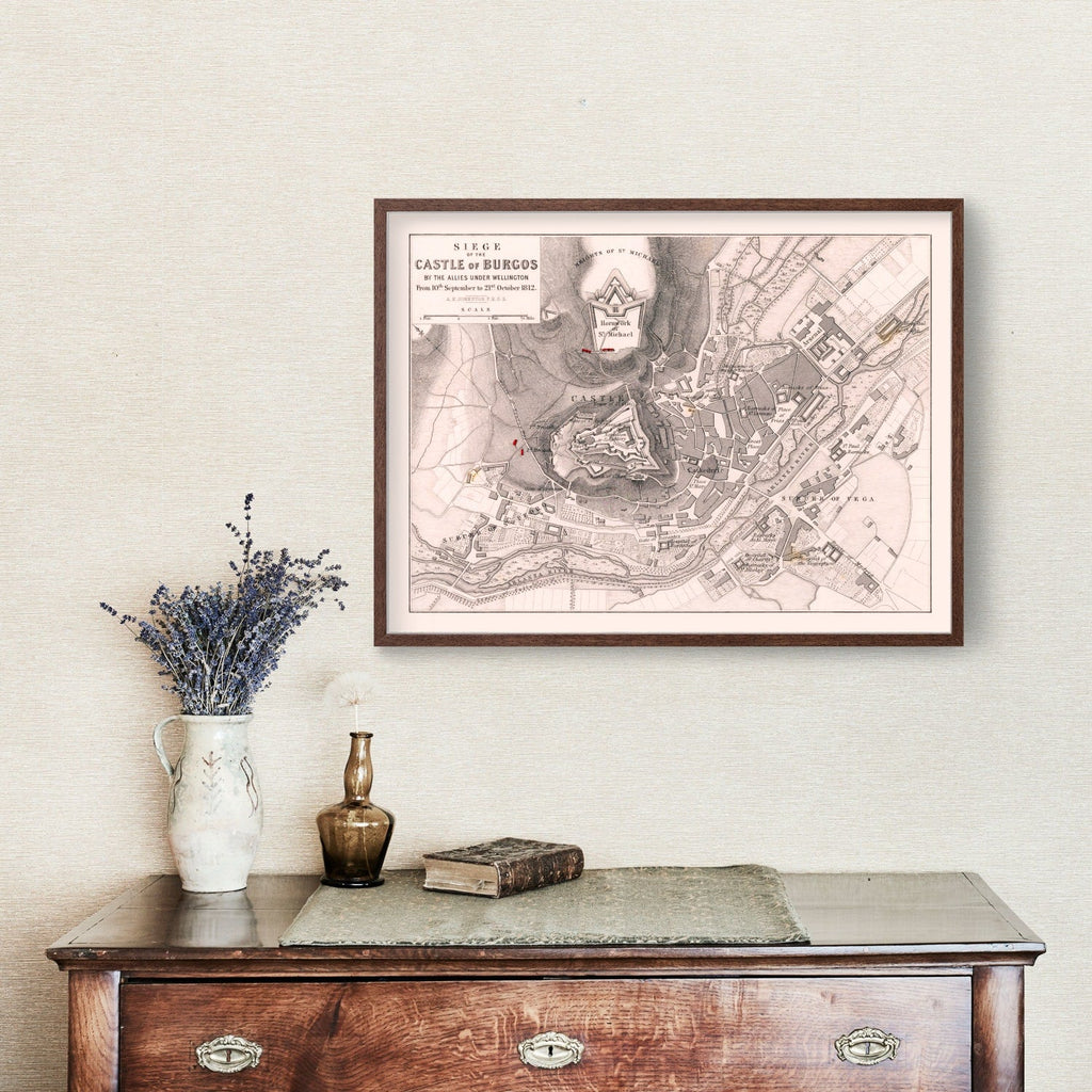 Vintage Map of the Siege of the Castle of Burgos, 1812