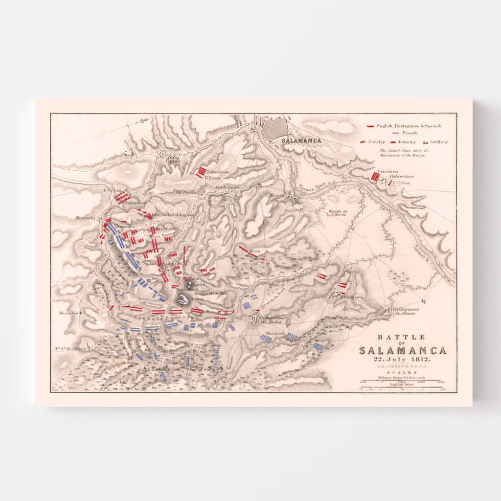 Vintage Map of the Battle of Salamanca, 1812