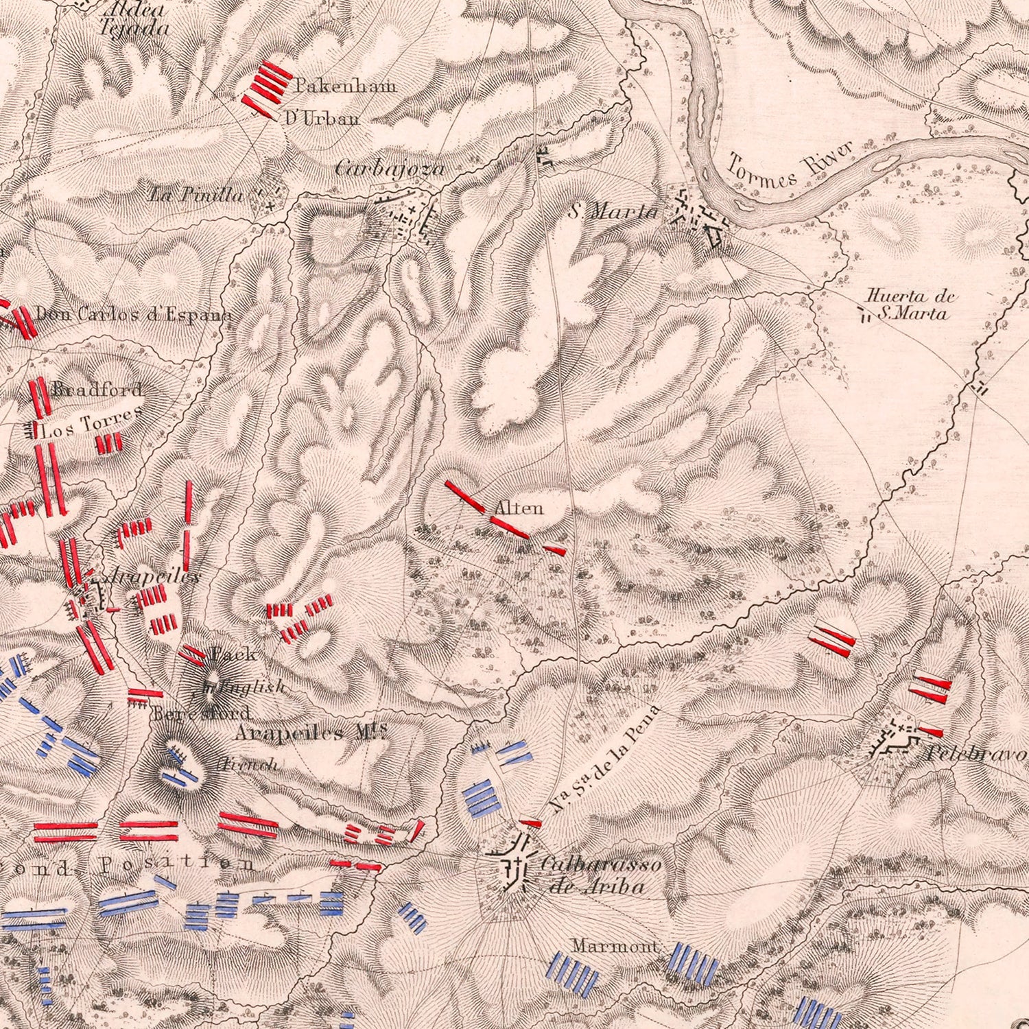 Vintage Map of the Battle of Salamanca, 1812