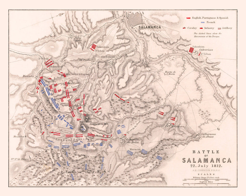 Vintage Map of the Battle of Salamanca, 1812