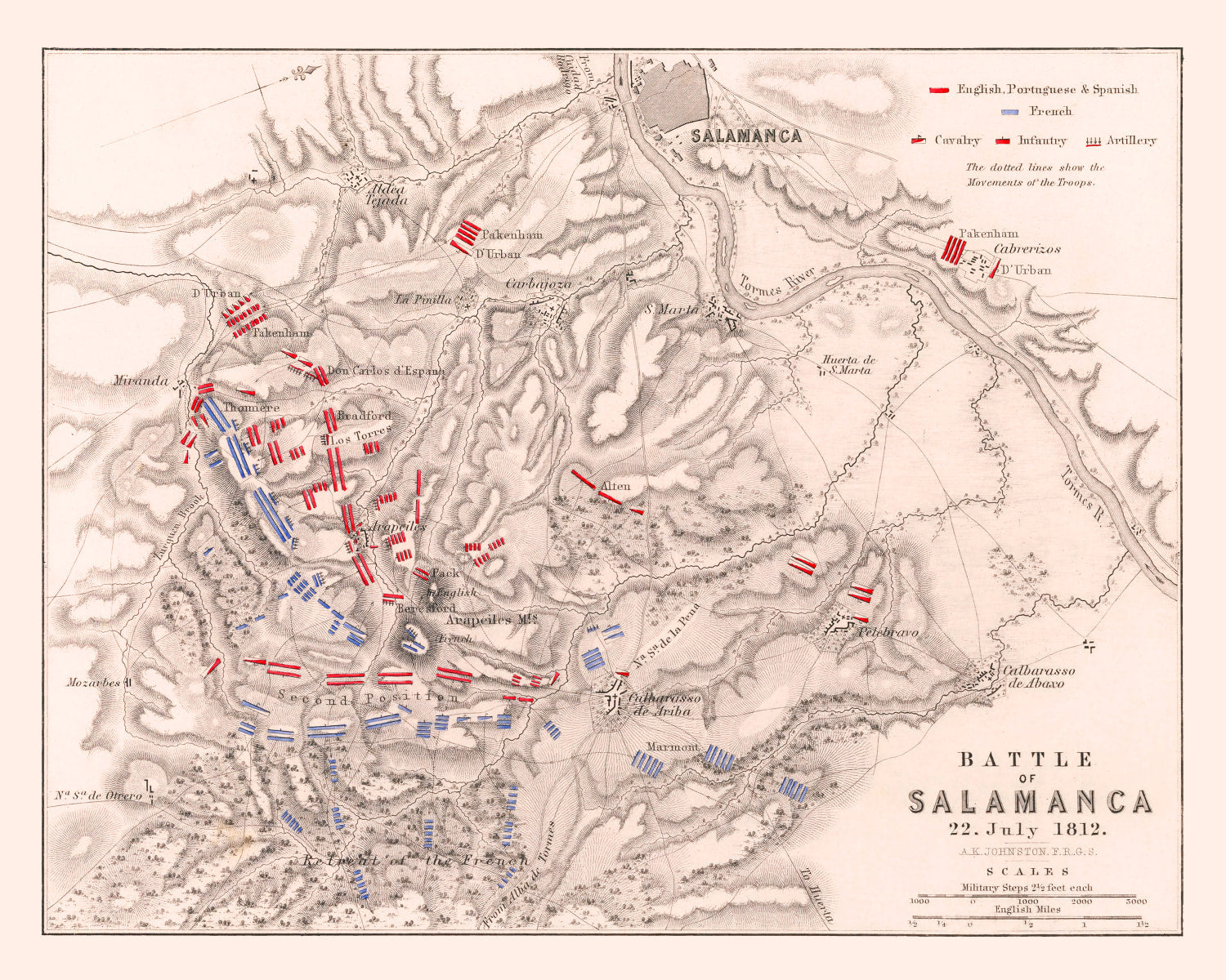 Vintage Map of the Battle of Salamanca, 1812