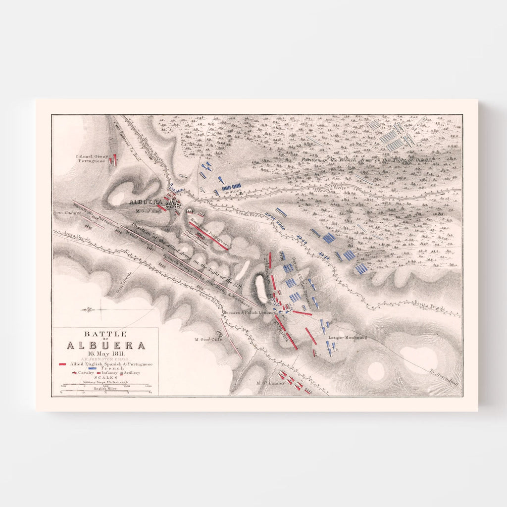 Vintage Map of the Battle of Albuera, 1811