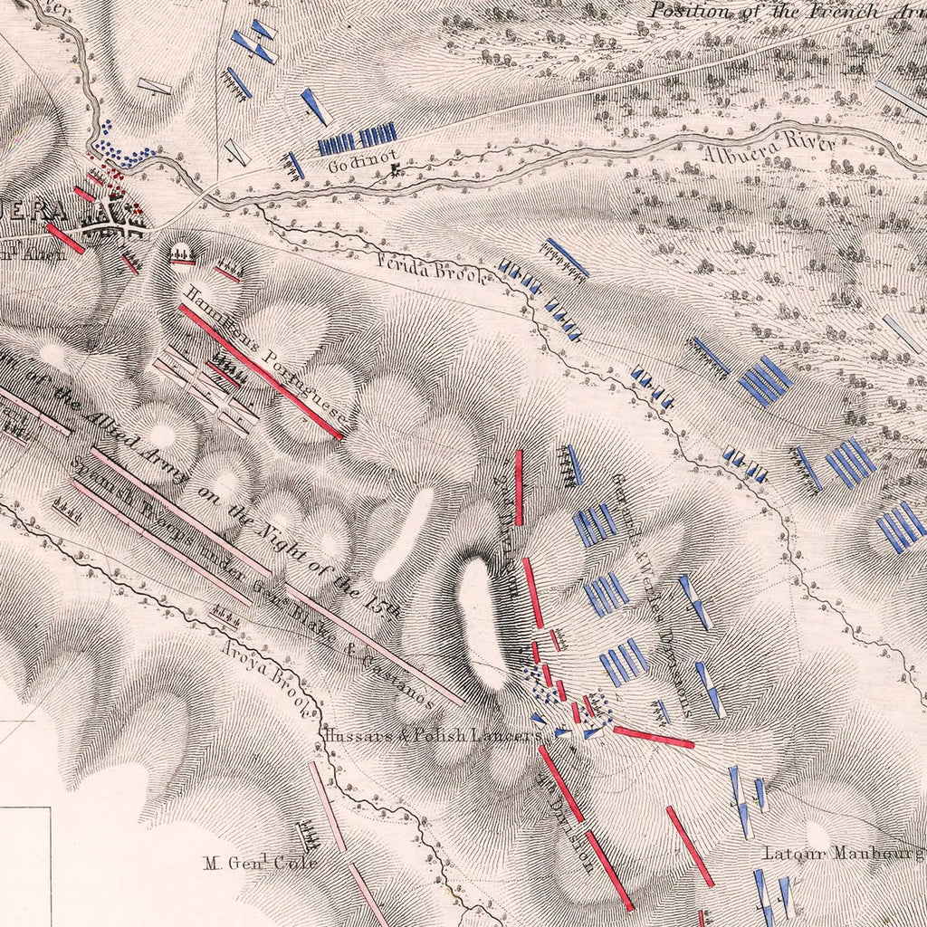 Vintage Map of the Battle of Albuera, 1811