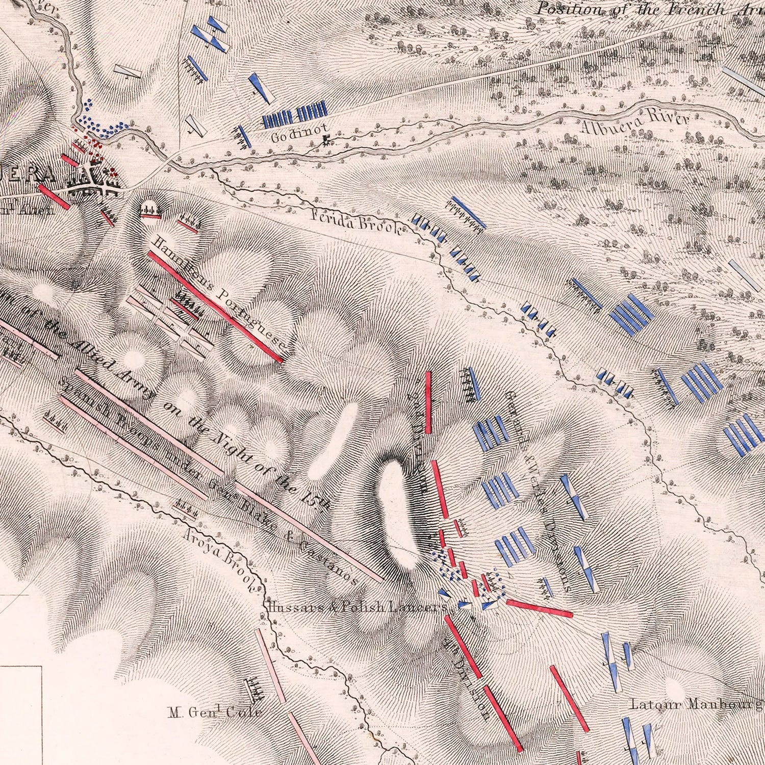 Vintage Map of the Battle of Albuera, 1811