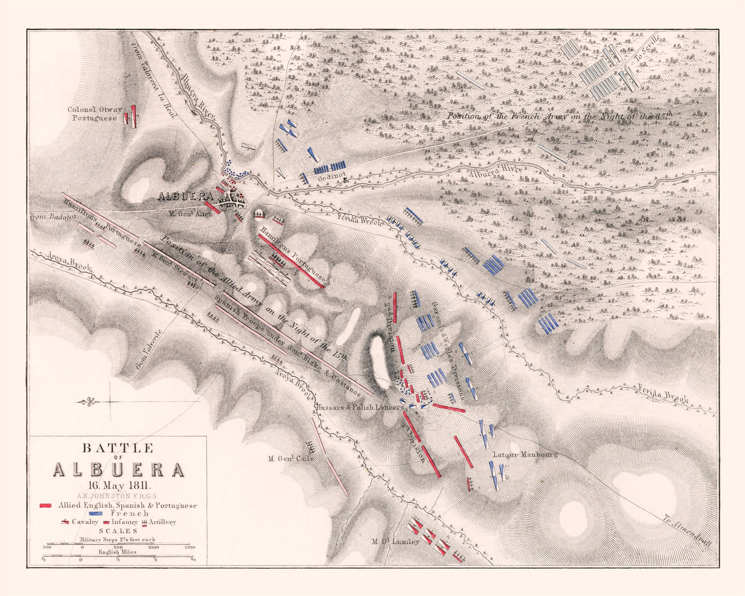 Vintage Map of the Battle of Albuera, 1811