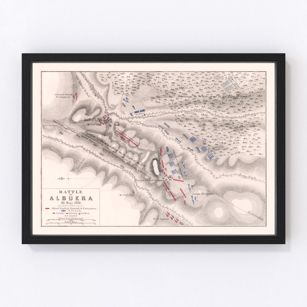Vintage Map of the Battle of Albuera, 1811